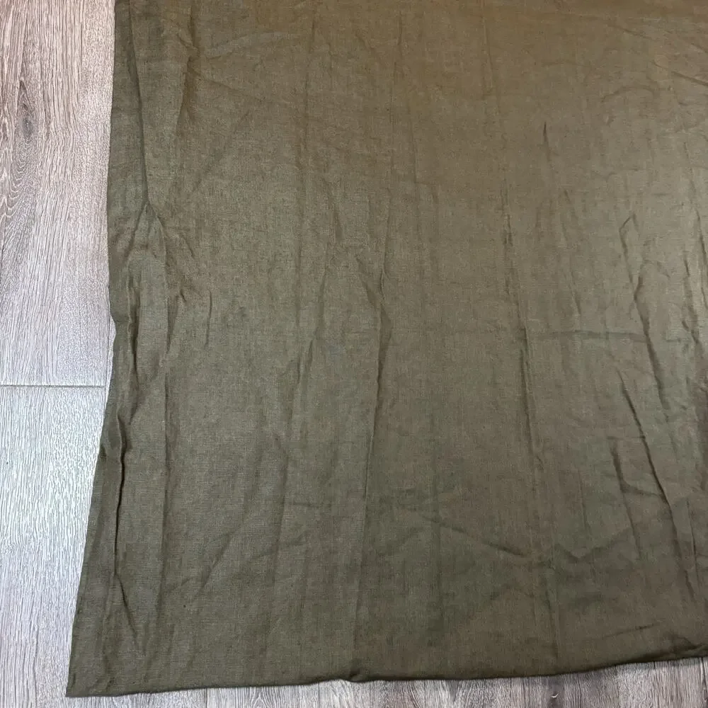 Single Ethan Allen Brown Linen Rod Curtain Lined 50x98, Excellent